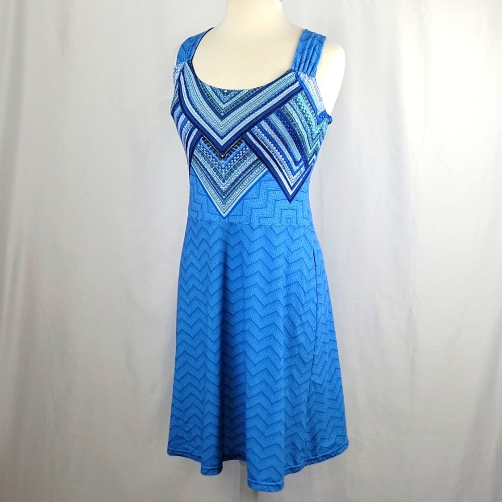 Prana Phoebe Crossback Athleisure Exercise Dress in Blue Pixie Size Small